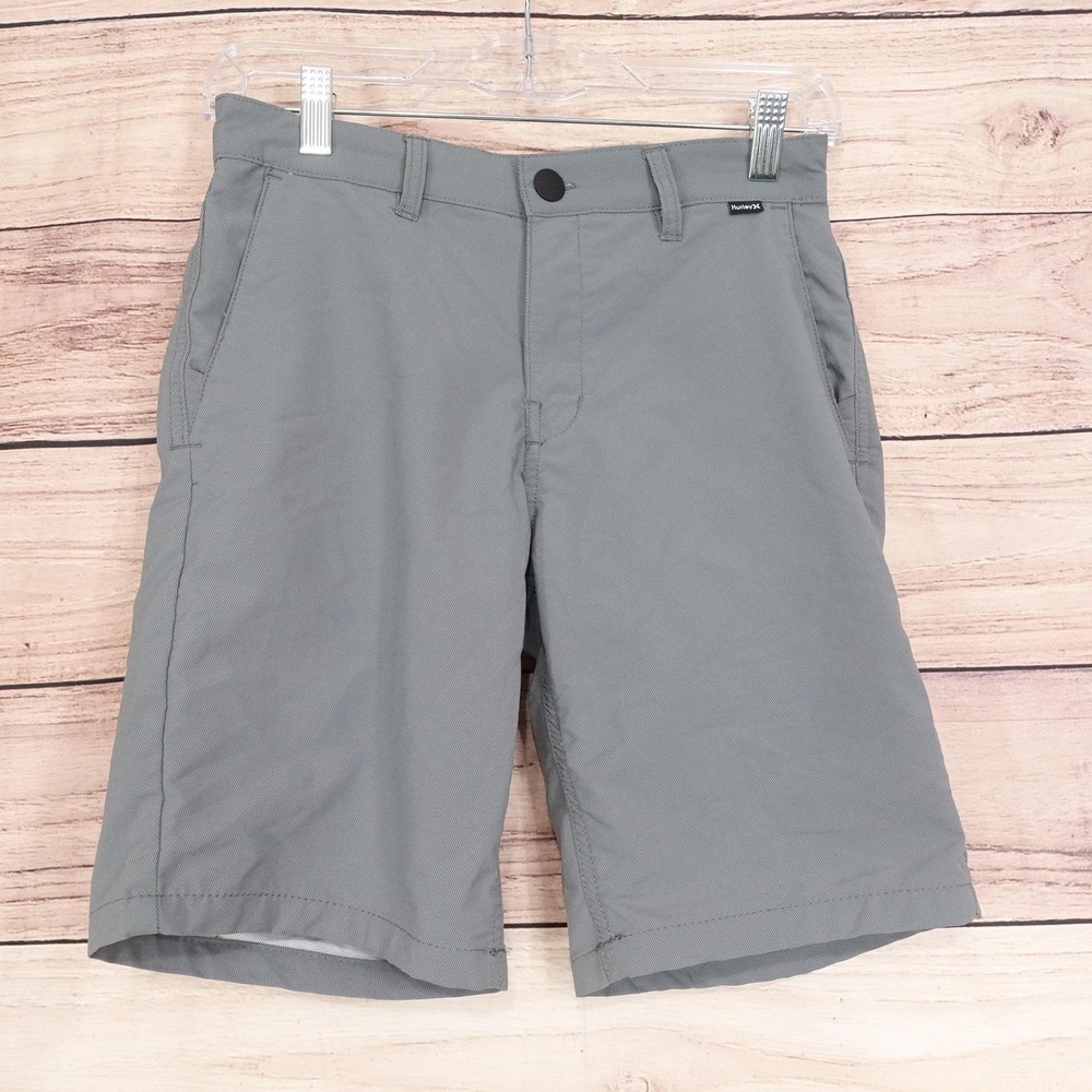Hurley Shorts Boys 14 Gray Microfiber H2O-DRI Golf 27 Waist 8.5 Inseam